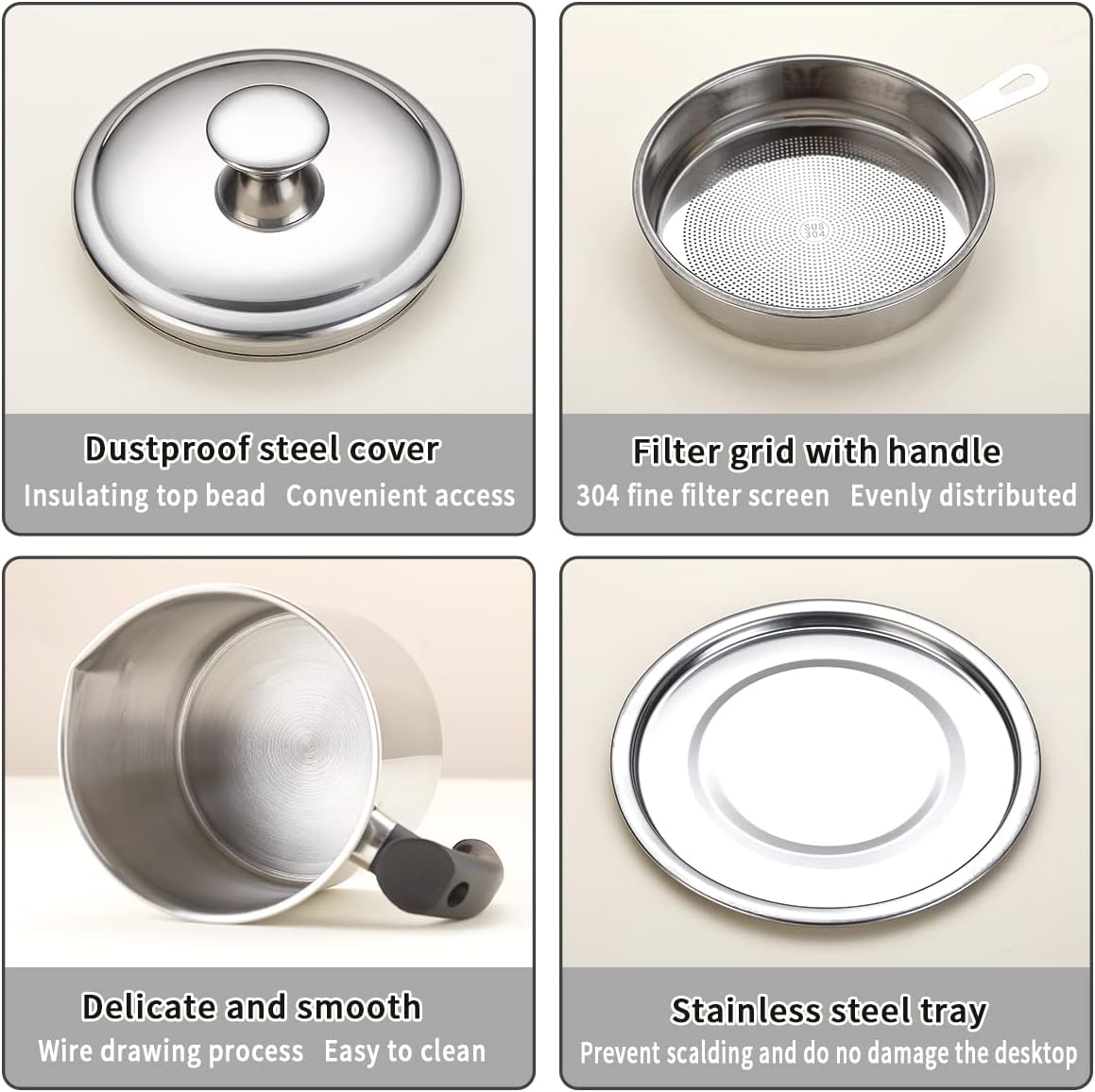 Bacon Grease Container With Strainer, 48 oz Stainless Steel Oil Container, Pot Fat Storage With Lid, Easy Grip Handle Suitable For Storing Frying Oil And Cooking Grease 1. Silver