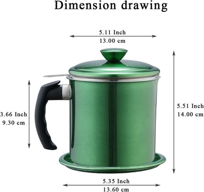 Bacon Grease Container With Strainer, 48 oz Stainless Steel Oil Container, Pot Fat Storage With Lid, Easy Grip Handle Suitable For Storing Frying Oil And Cooking Grease 1. Silver