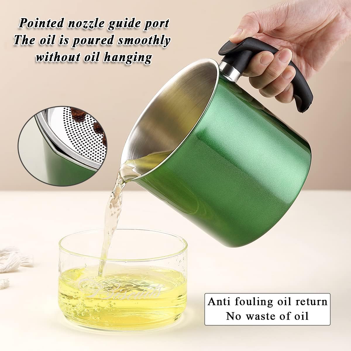 Bacon Grease Container With Strainer, 48 oz Stainless Steel Oil Container, Pot Fat Storage With Lid, Easy Grip Handle Suitable For Storing Frying Oil And Cooking Grease 1. Silver