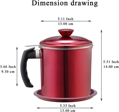 Bacon Grease Container With Strainer, 48 oz Stainless Steel Oil Container, Pot Fat Storage With Lid, Easy Grip Handle Suitable For Storing Frying Oil And Cooking Grease 1. Silver