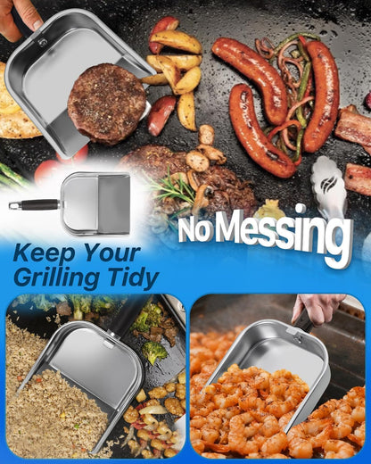 Griddle Scoop for Blackstone with a Any-Edge Hook, Stainless Steel Griddle Portable Food Mover for Stir Fry and Move Food, Classic Grill Shovel