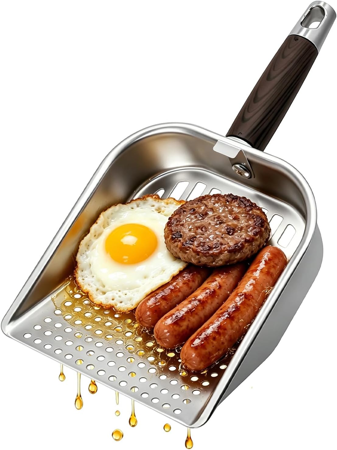Griddle Scoop for Blackstone with a Any-Edge Hook, Stainless Steel Griddle Portable Food Mover for Stir Fry and Move Food, Classic Grill Shovel