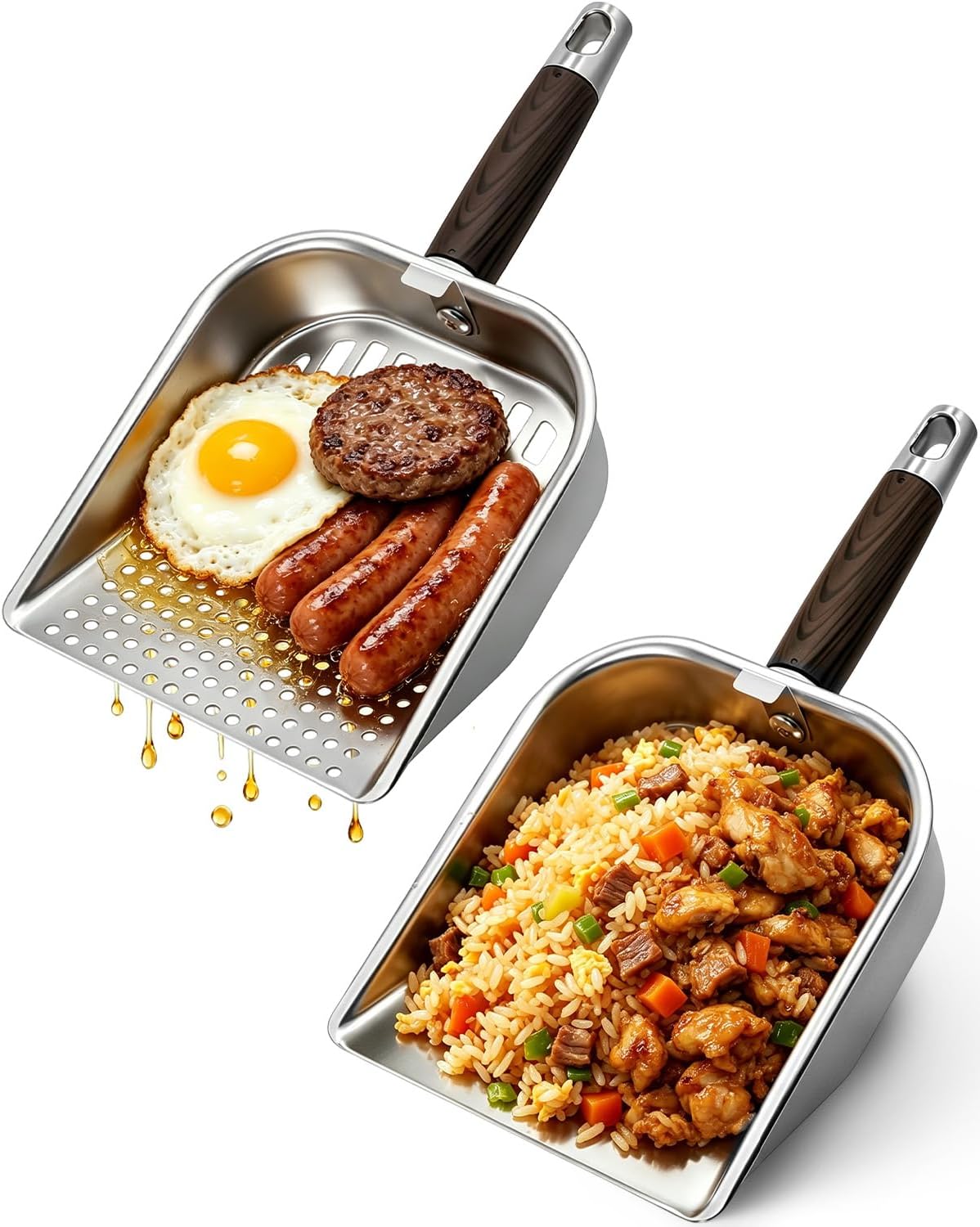 Griddle Scoop for Blackstone with a Any-Edge Hook, Stainless Steel Griddle Portable Food Mover for Stir Fry and Move Food, Classic Grill Shovel