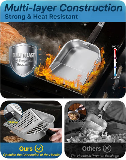 Griddle Scoop for Blackstone with a Any-Edge Hook, Stainless Steel Griddle Portable Food Mover for Stir Fry and Move Food, Classic Grill Shovel