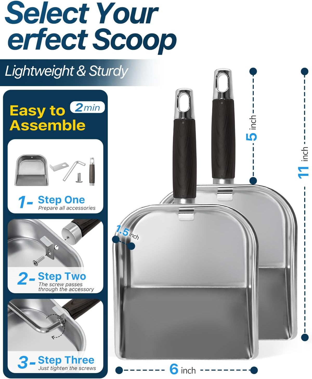 Griddle Scoop for Blackstone with a Any-Edge Hook, Stainless Steel Griddle Portable Food Mover for Stir Fry and Move Food, Classic Grill Shovel