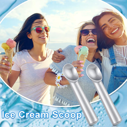 3 Pieces Ice Cream Scoop 7 Inches Nonstick Anti Freeze Ice Cream Scooper with Comfort Handle Aluminum Alloy Design Professional Ice Cream Scoop Easy Clean for Gelato Cookie Sorbet (Silver)
