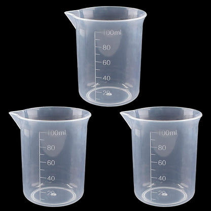100ml/3.4oz Plastic Graduated Beaker, 3 Pack, Transparent | PP Material, Measuring Cup, Mixing Cup, For Kitchen Lab