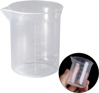 100ml/3.4oz Plastic Graduated Beaker, 3 Pack, Transparent | PP Material, Measuring Cup, Mixing Cup, For Kitchen Lab