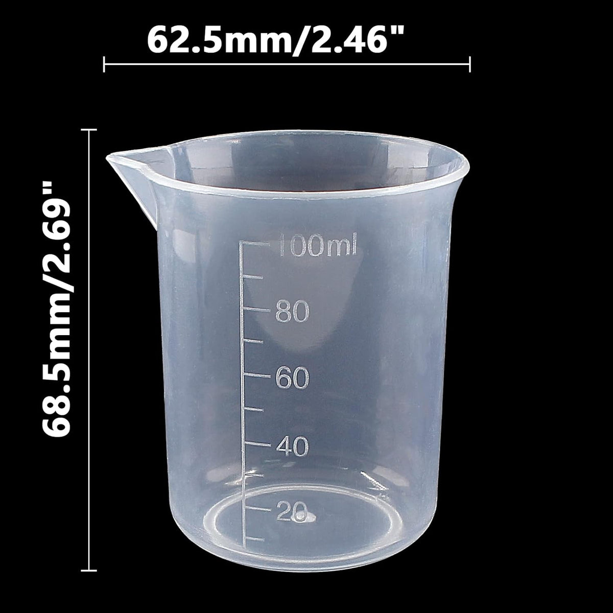 100ml/3.4oz Plastic Graduated Beaker, 3 Pack, Transparent | PP Material, Measuring Cup, Mixing Cup, For Kitchen Lab