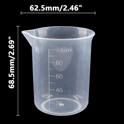 100ml/3.4oz Plastic Graduated Beaker, 3 Pack, Transparent | PP Material, Measuring Cup, Mixing Cup, For Kitchen Lab