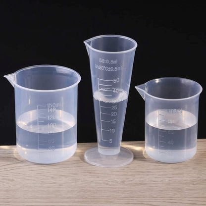 100ml/3.4oz Plastic Graduated Beaker, 3 Pack, Transparent | PP Material, Measuring Cup, Mixing Cup, For Kitchen Lab