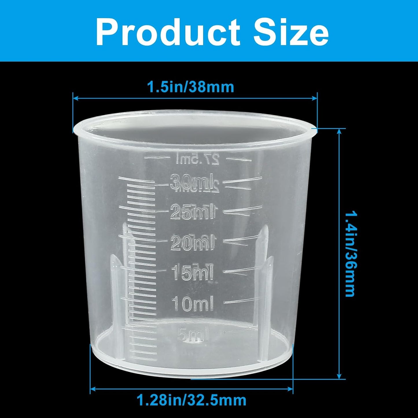 100ml/3.4oz Plastic Graduated Beaker, 3 Pack, Transparent | PP Material, Measuring Cup, Mixing Cup, For Kitchen Lab