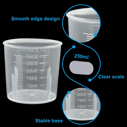 100ml/3.4oz Plastic Graduated Beaker, 3 Pack, Transparent | PP Material, Measuring Cup, Mixing Cup, For Kitchen Lab