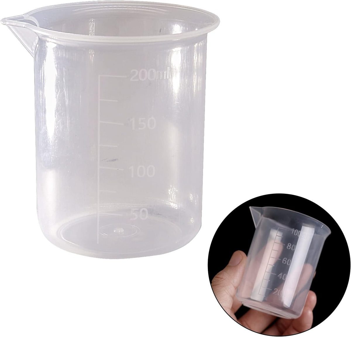 100ml/3.4oz Plastic Graduated Beaker, 3 Pack, Transparent | PP Material, Measuring Cup, Mixing Cup, For Kitchen Lab