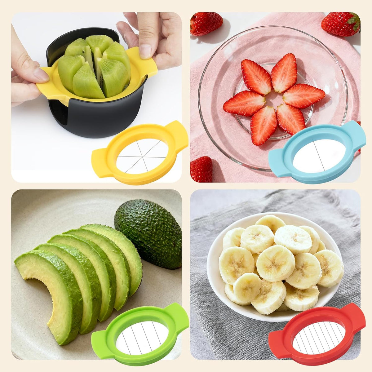 Egg Slicer, 4-in-1 Stainless Wire Egg Slicer for ard Boiled Eggs, Soft Fruit & More – Effortless Egg Cutter for Salads, Sandwiches, Charcuterie Boards – (Perfect for Strawberries, Bananas, Grapes)