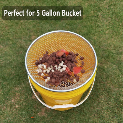 2PCS Gardening Sand Soil Compost Sifter Perfect for 5 Gallon Bucket, 1/4 Inch Mesh, 1/8 Inch Mesh