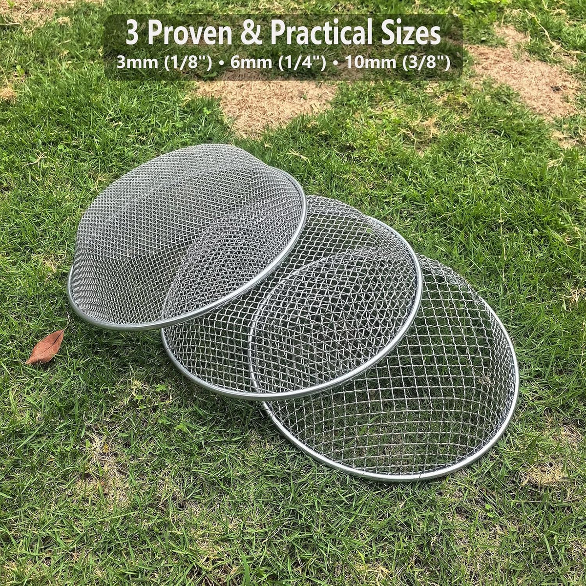 2PCS Gardening Sand Soil Compost Sifter Perfect for 5 Gallon Bucket, 1/4 Inch Mesh, 1/8 Inch Mesh