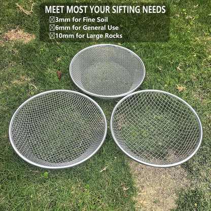 2PCS Gardening Sand Soil Compost Sifter Perfect for 5 Gallon Bucket, 1/4 Inch Mesh, 1/8 Inch Mesh