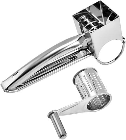 Manual Rotary Cheese Grater, 304 Stainless Steel Rotary Cheese Grater, Hand-Crank Cheese Shredder for Parmesan, Cheddar, Chocolate, Nuts, Vegetables, Manual Cheese Grinder
