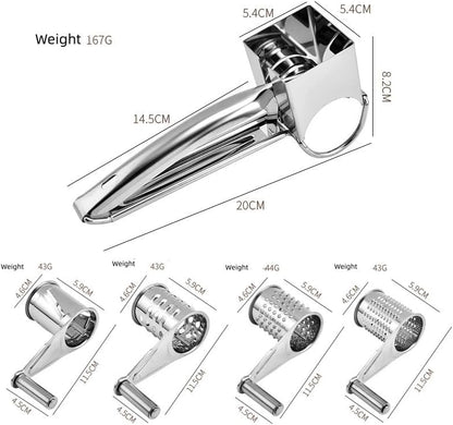 Manual Rotary Cheese Grater, 304 Stainless Steel Rotary Cheese Grater, Hand-Crank Cheese Shredder for Parmesan, Cheddar, Chocolate, Nuts, Vegetables, Manual Cheese Grinder