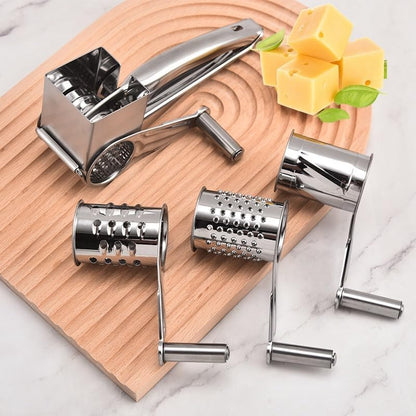 Manual Rotary Cheese Grater, 304 Stainless Steel Rotary Cheese Grater, Hand-Crank Cheese Shredder for Parmesan, Cheddar, Chocolate, Nuts, Vegetables, Manual Cheese Grinder