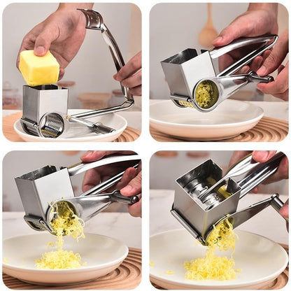 Manual Rotary Cheese Grater, 304 Stainless Steel Rotary Cheese Grater, Hand-Crank Cheese Shredder for Parmesan, Cheddar, Chocolate, Nuts, Vegetables, Manual Cheese Grinder