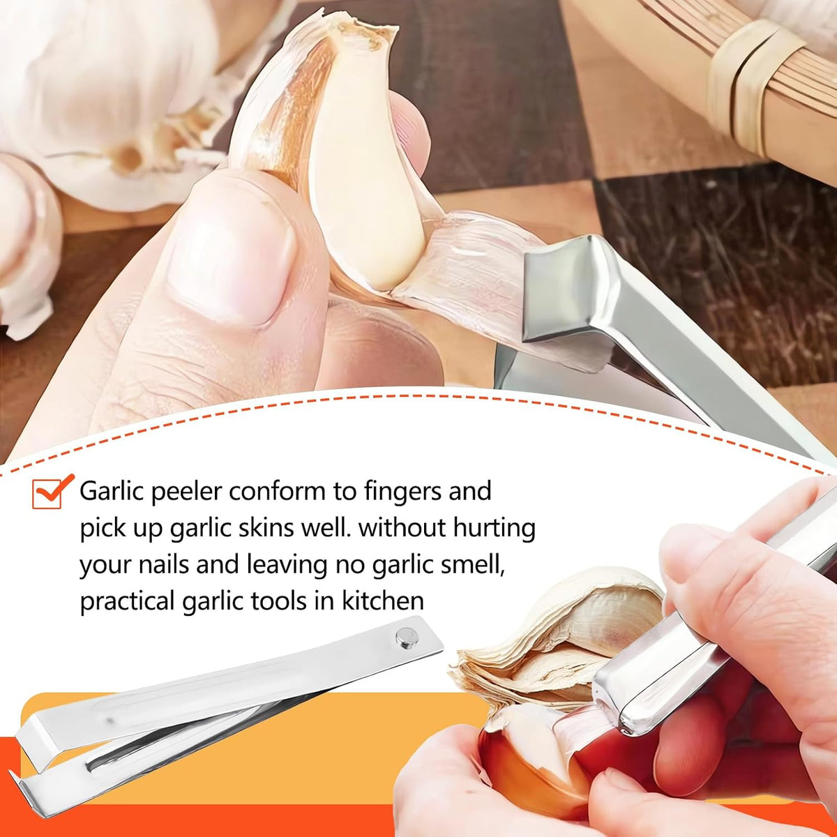 3PCS Garlic Peeler Clips, Garlic Skin Remover, Avoid Smell on Hands