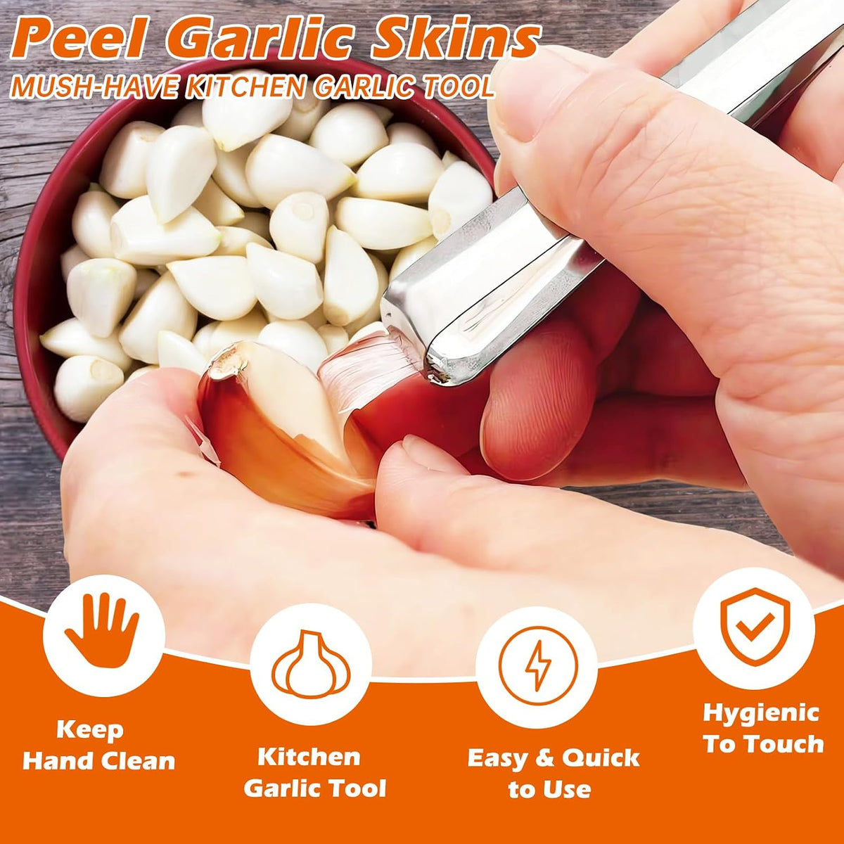 3PCS Garlic Peeler Clips, Garlic Skin Remover, Avoid Smell on Hands