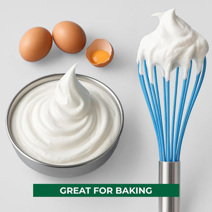 Silicone Whisk, Silicone Cooking Utensil Set, Silicone Whisks for Cooking, Non-Scratch Hand Whisks for Kitchen Essentials, Set of 3