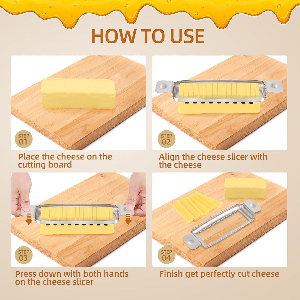 Stainless Steel Butter Slicer, Butter Cutter for Uniform 1/4-Inch Slices