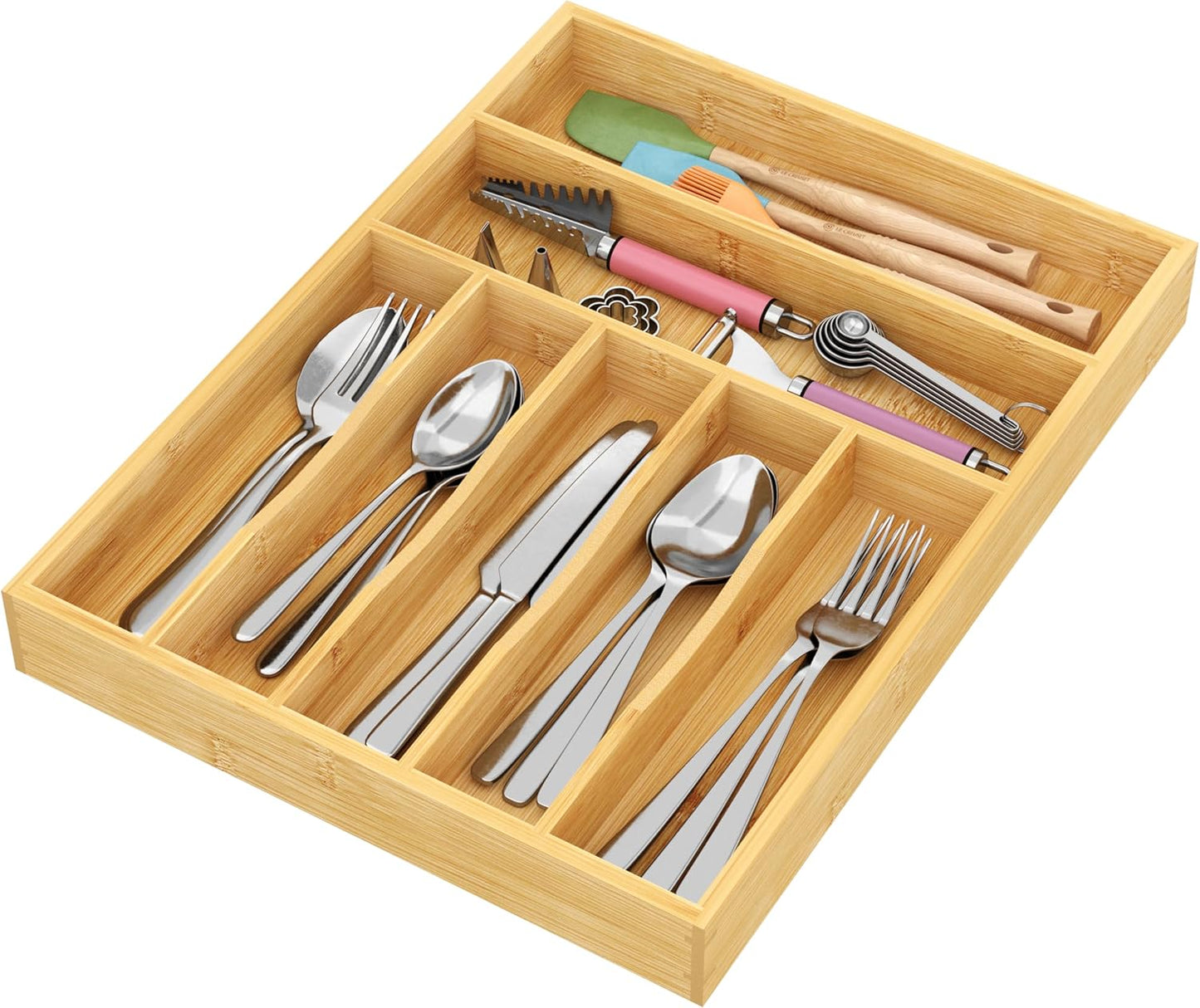drawer organizer flatware organizer cutlery tray silverware organizer expandable adjustable bamboo drawer organizer kitchen bathroom