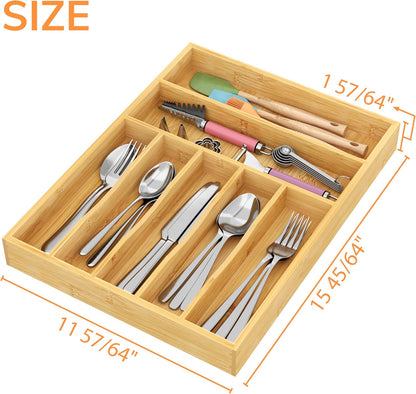 drawer organizer flatware organizer cutlery tray silverware organizer expandable adjustable bamboo drawer organizer kitchen bathroom