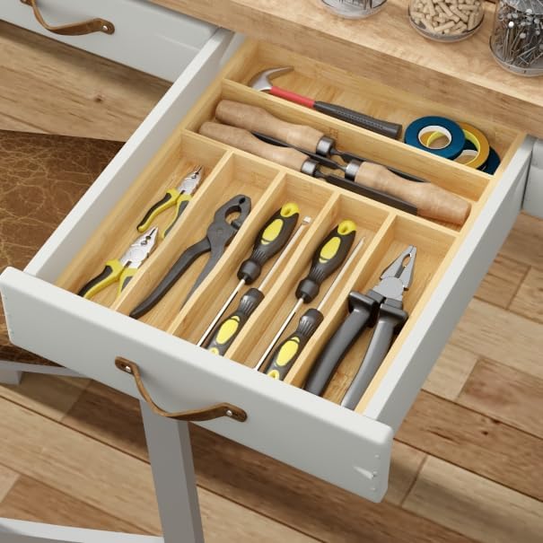 drawer organizer flatware organizer cutlery tray silverware organizer expandable adjustable bamboo drawer organizer kitchen bathroom