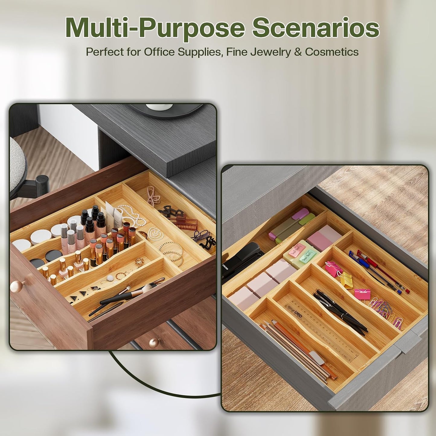 drawer organizer flatware organizer cutlery tray silverware organizer expandable adjustable bamboo drawer organizer kitchen bathroom