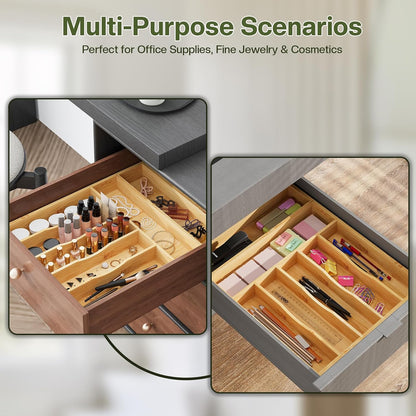 drawer organizer flatware organizer cutlery tray silverware organizer expandable adjustable bamboo drawer organizer kitchen bathroom