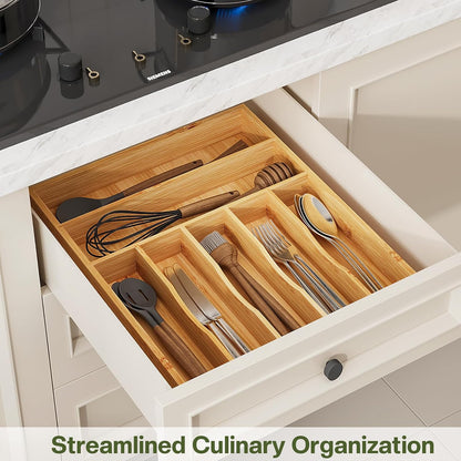 drawer organizer flatware organizer cutlery tray silverware organizer expandable adjustable bamboo drawer organizer kitchen bathroom