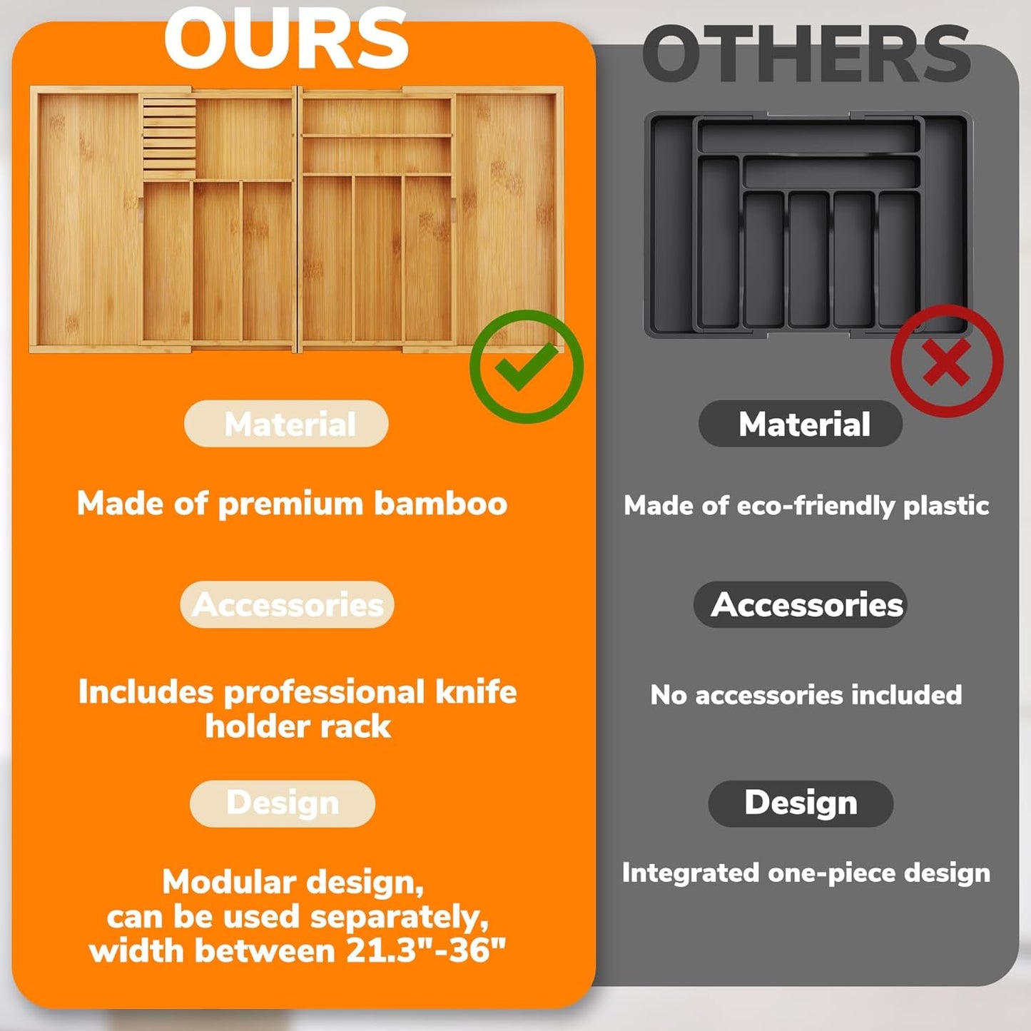 drawer organizer flatware organizer cutlery tray silverware organizer expandable adjustable bamboo drawer organizer kitchen bathroom