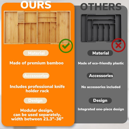drawer organizer flatware organizer cutlery tray silverware organizer expandable adjustable bamboo drawer organizer kitchen bathroom