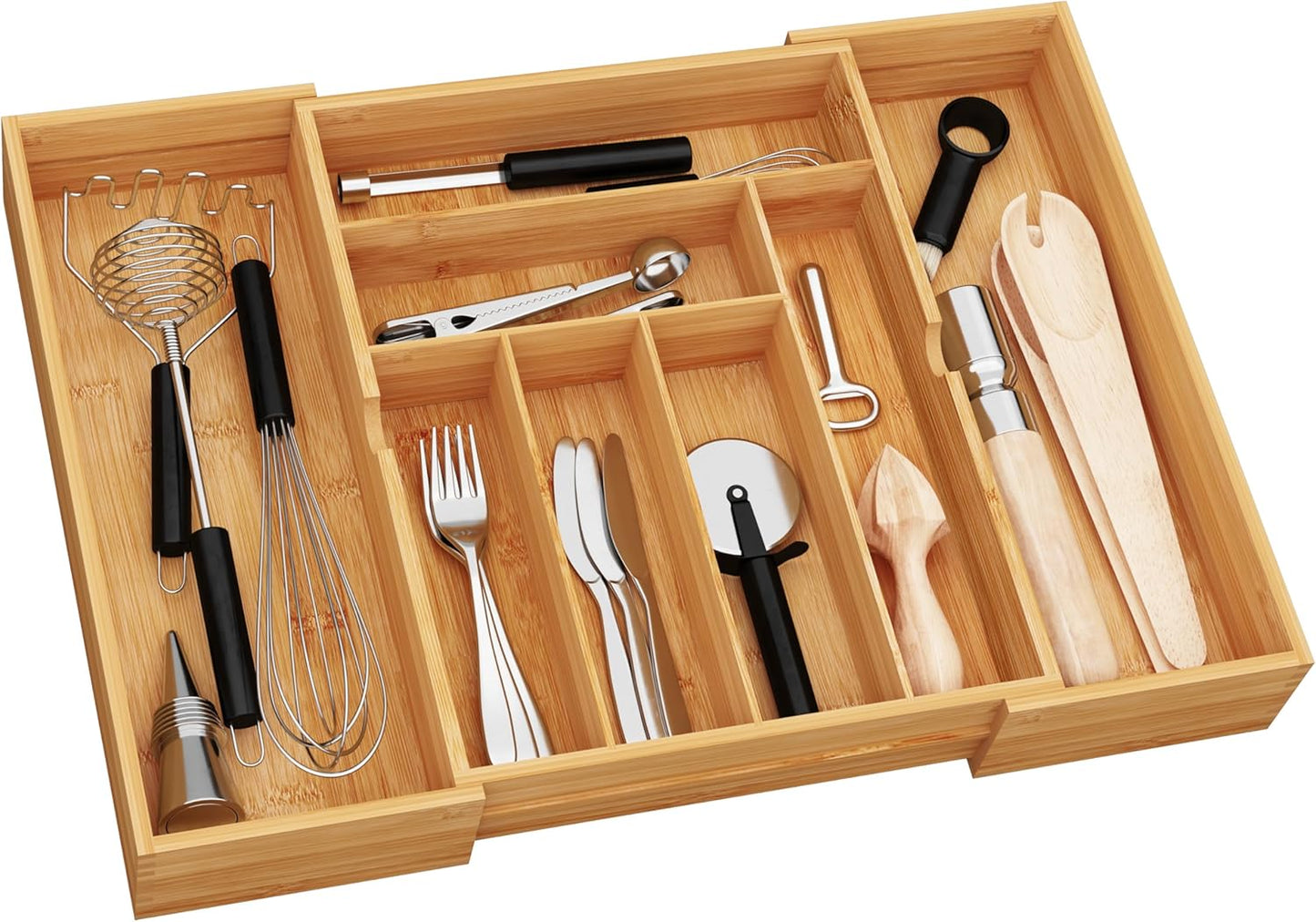 drawer organizer flatware organizer cutlery tray silverware organizer expandable adjustable bamboo drawer organizer kitchen bathroom