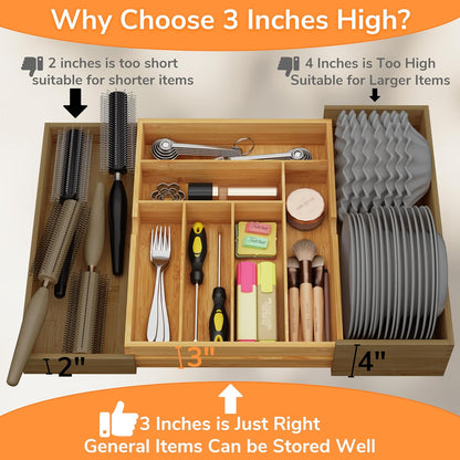 drawer organizer flatware organizer cutlery tray silverware organizer expandable adjustable bamboo drawer organizer kitchen bathroom