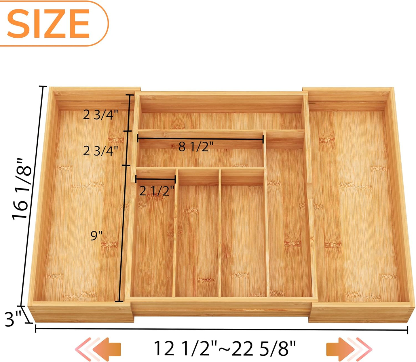 drawer organizer flatware organizer cutlery tray silverware organizer expandable adjustable bamboo drawer organizer kitchen bathroom
