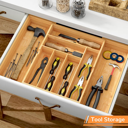 drawer organizer flatware organizer cutlery tray silverware organizer expandable adjustable bamboo drawer organizer kitchen bathroom