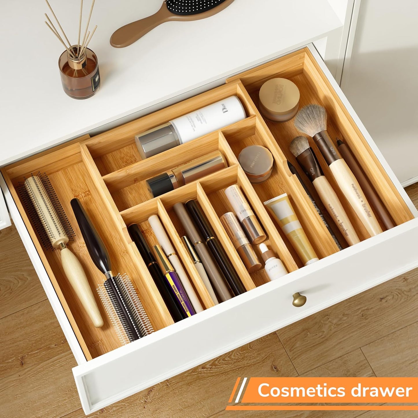 drawer organizer flatware organizer cutlery tray silverware organizer expandable adjustable bamboo drawer organizer kitchen bathroom
