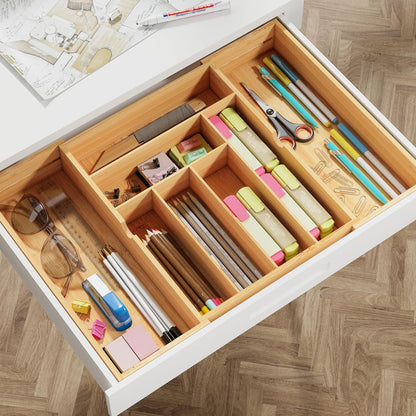 drawer organizer flatware organizer cutlery tray silverware organizer expandable adjustable bamboo drawer organizer kitchen bathroom
