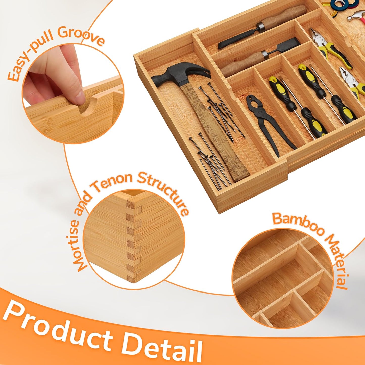 drawer organizer flatware organizer cutlery tray silverware organizer expandable adjustable bamboo drawer organizer kitchen bathroom