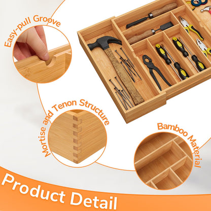 drawer organizer flatware organizer cutlery tray silverware organizer expandable adjustable bamboo drawer organizer kitchen bathroom