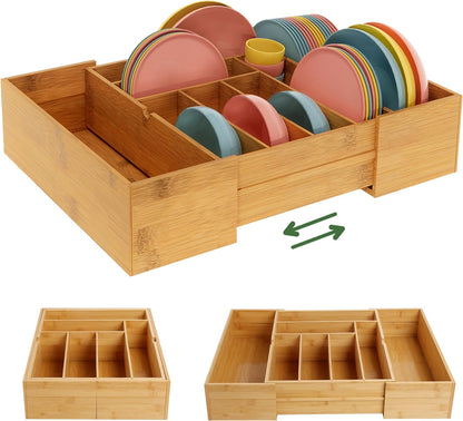 drawer organizer flatware organizer cutlery tray silverware organizer expandable adjustable bamboo drawer organizer kitchen bathroom