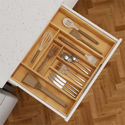 drawer organizer flatware organizer cutlery tray silverware organizer expandable adjustable bamboo drawer organizer kitchen bathroom