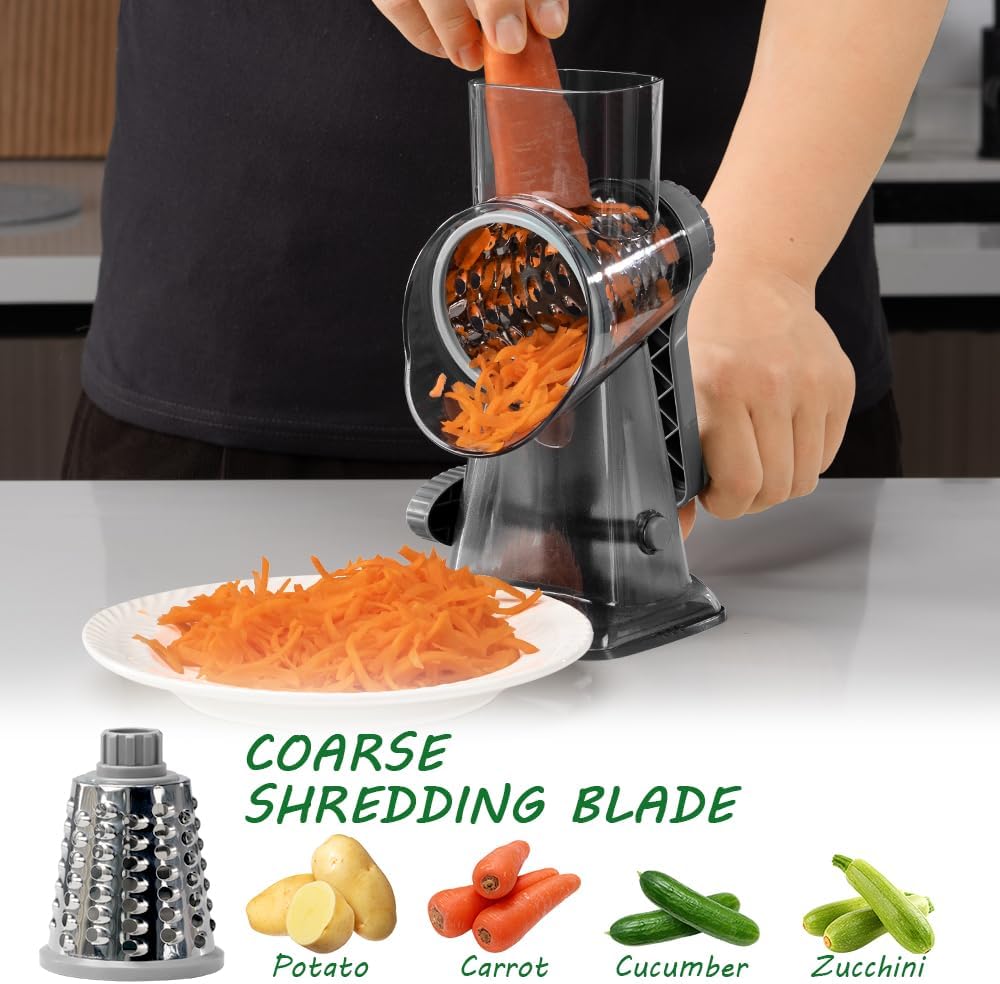 Cheese Grater Hand Crank Rotary Vegetables Shredder with Handle