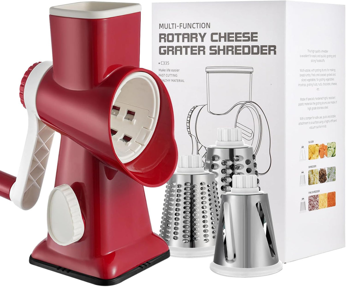 Cheese Grater Hand Crank Rotary Vegetables Shredder with Handle